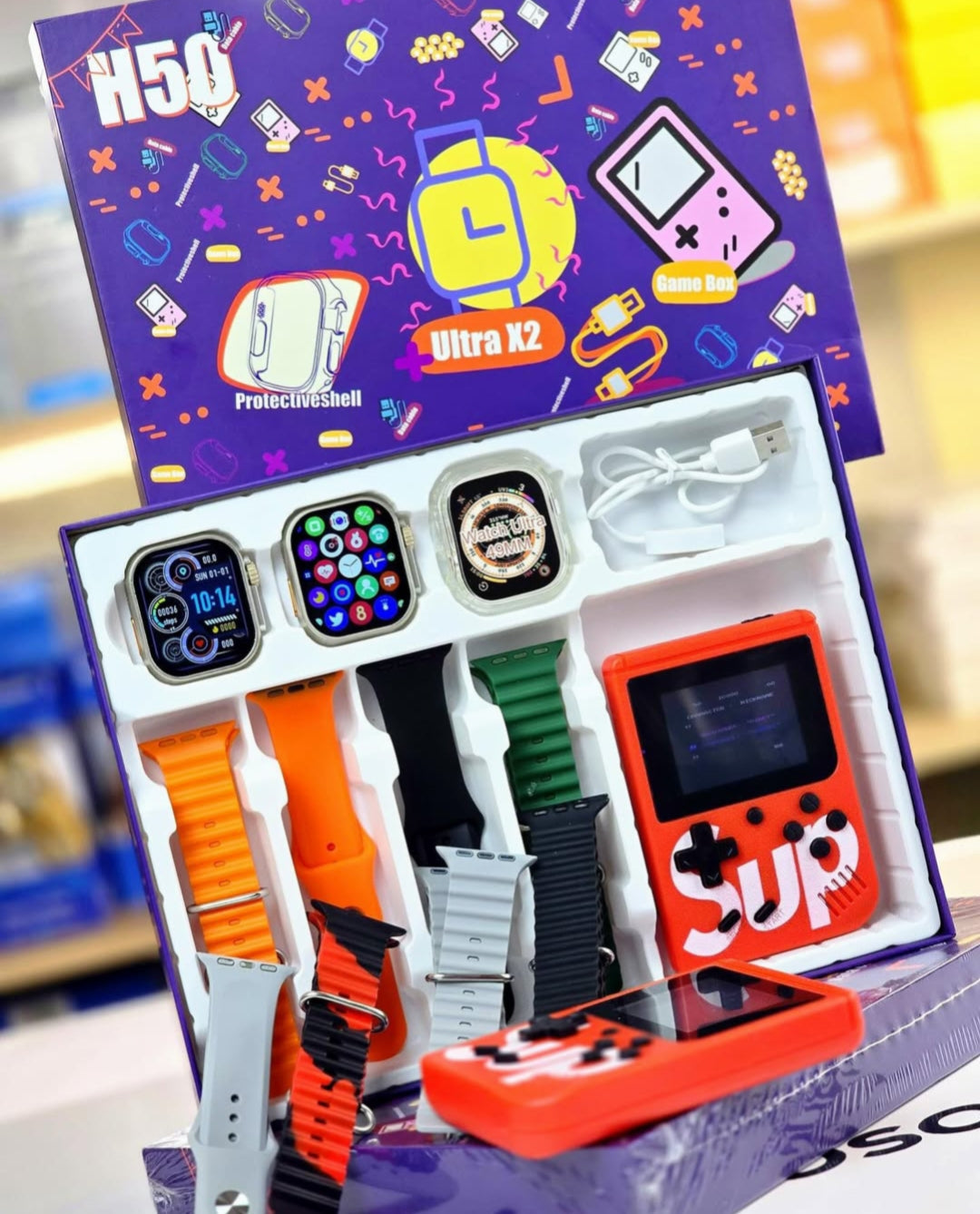 Smart watch  2+  8 bracelets et game boxe avec 400 jeux