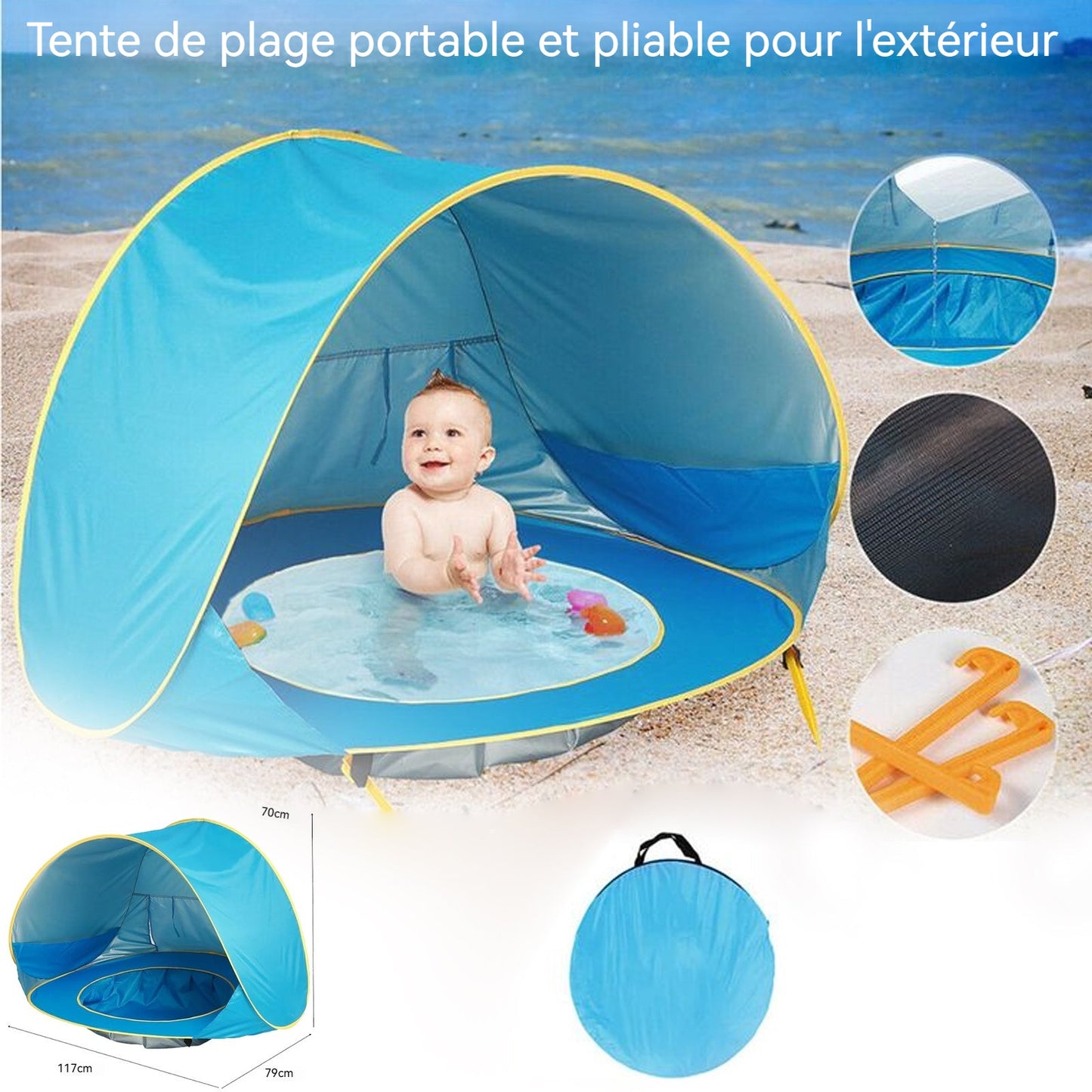 Tante bébé avec piscine